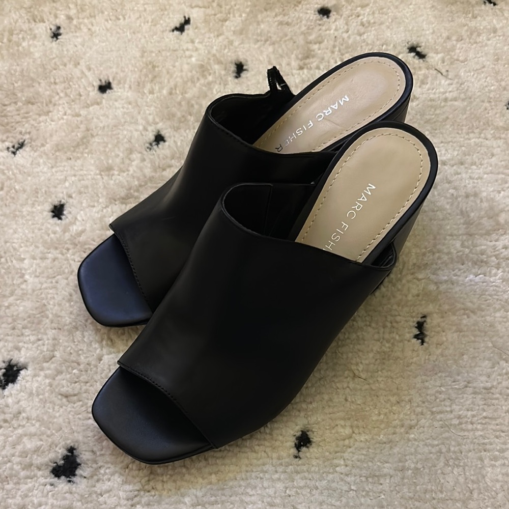 Marc Fisher Black Mules Classic Slip-On